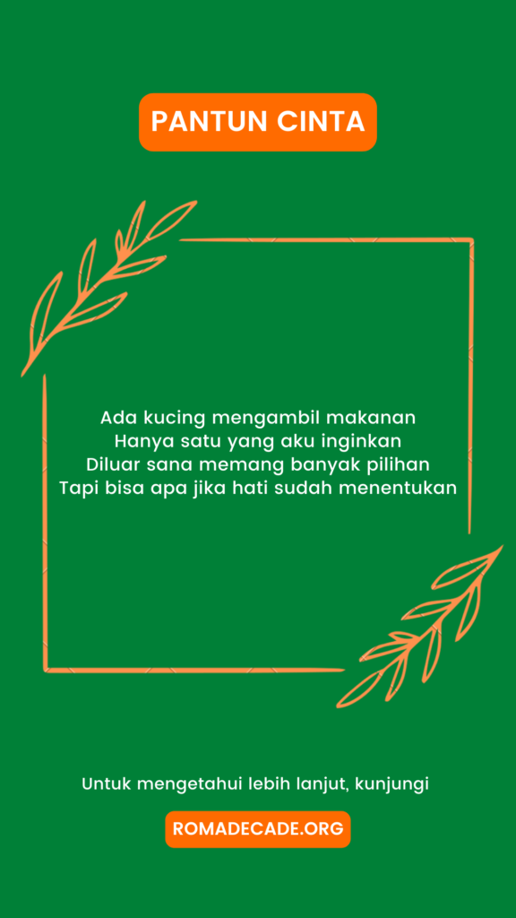 4. Contoh Pantun Cinta Romantis Singkat