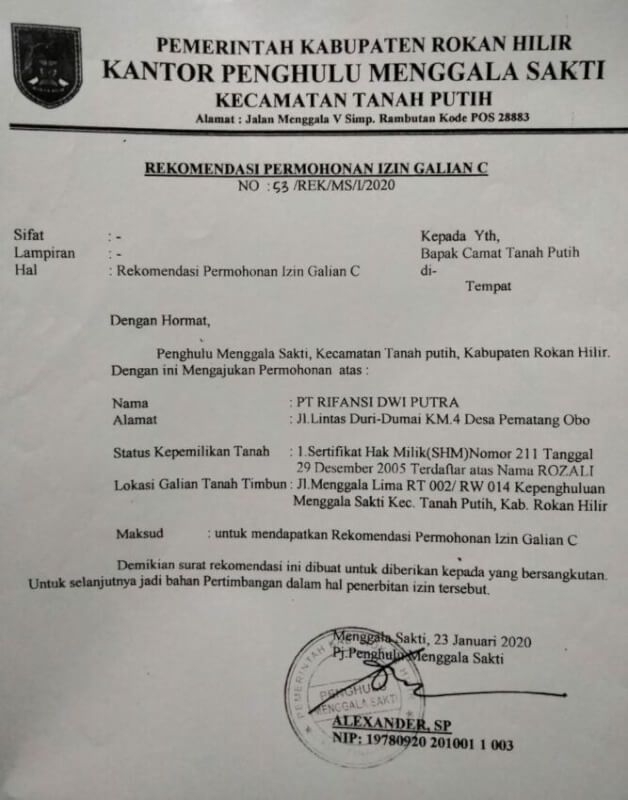 Contoh Surat Izin Galian C Dari Desa