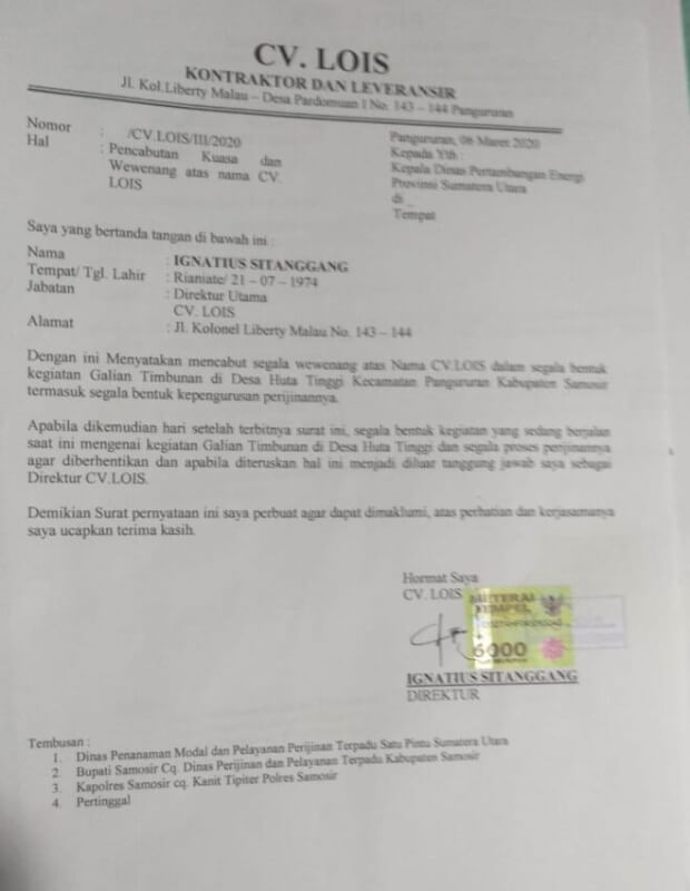 Contoh Surat Izin Galian C Dari Desa Tentang Pernyataan Pencegahan Gangguan Lingkungan Dan Pencemaran Lingkungan