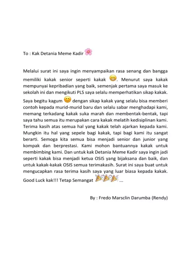 Contoh Surat Kagum Kepada Kakak OSIS