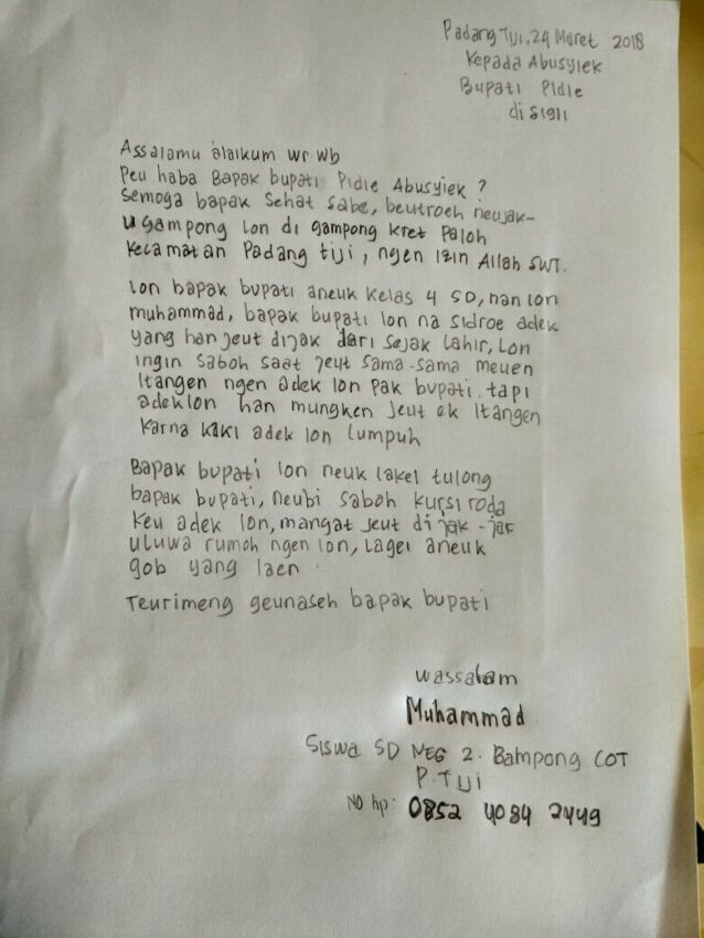 Contoh Surat Dari Siswa SD Kepada Bupatiii