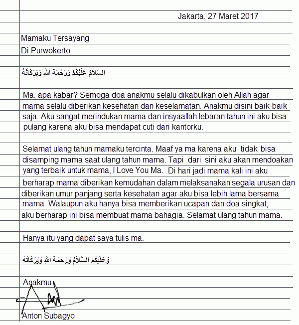 Contoh Surat Untuk Orang Tua Singkat