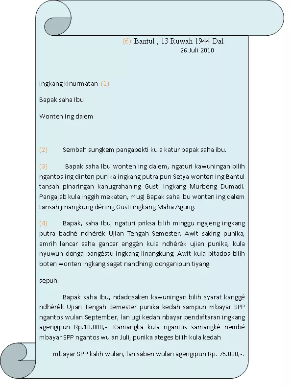 Contoh Surat Untuk Orang Tua Supaya Diberi Uang Tambahan