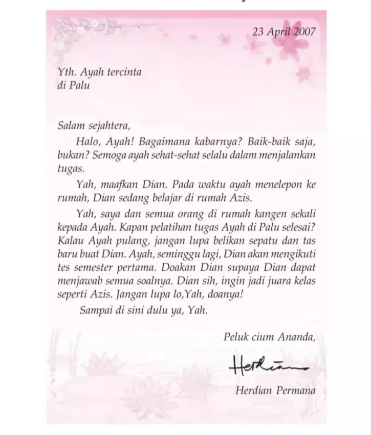 Contoh Surat Untuk Orang Tua Yang Tinggal Jauh