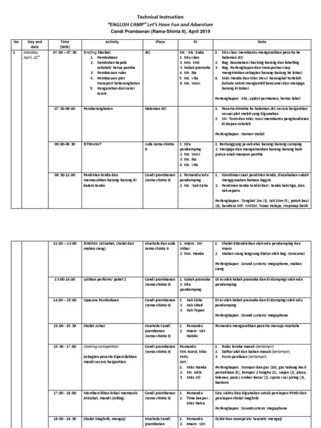 Rundown Acara English Camp