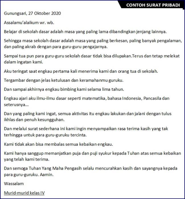 Surat Untuk Guru Yang Paling Mengesankan