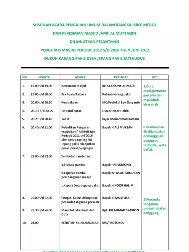 Susunan Acara Pengajian Umum