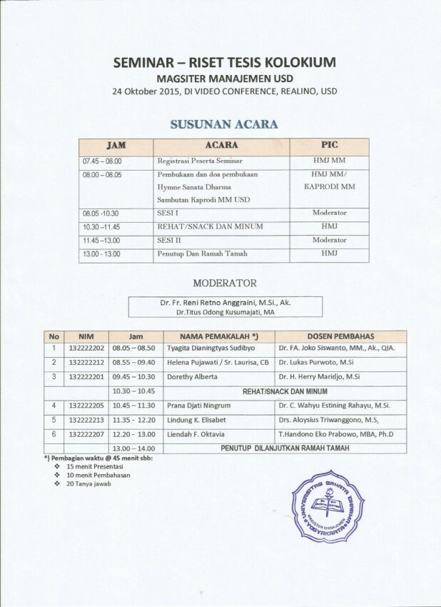 Susunan Acara Seminar