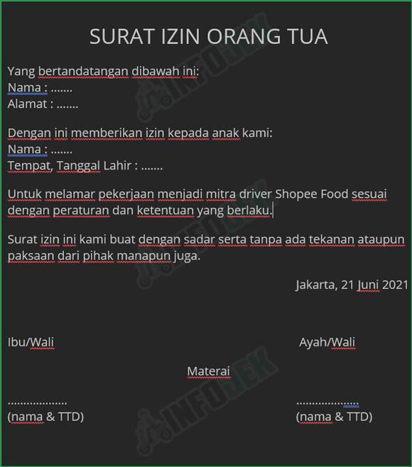 Contoh Surat Izin Orang Tua Untuk Shopee Food (1)