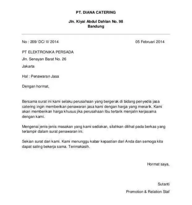 Surat Penawaran Kerja Simple