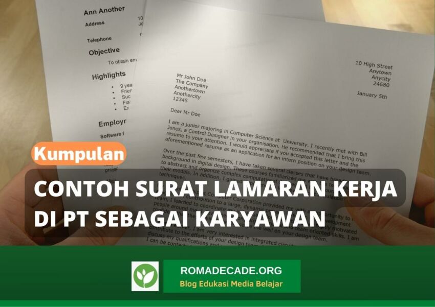 6+ Contoh Surat Lamaran Kerja Di PT Sebagai Karyawan